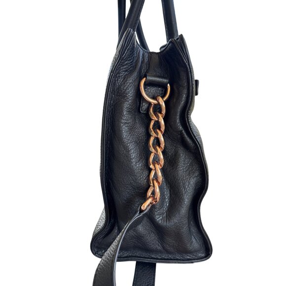 Michael Kors MK Hamilton Tote Handbag Purse Black Pebbled Leather - Picture 8 of 15